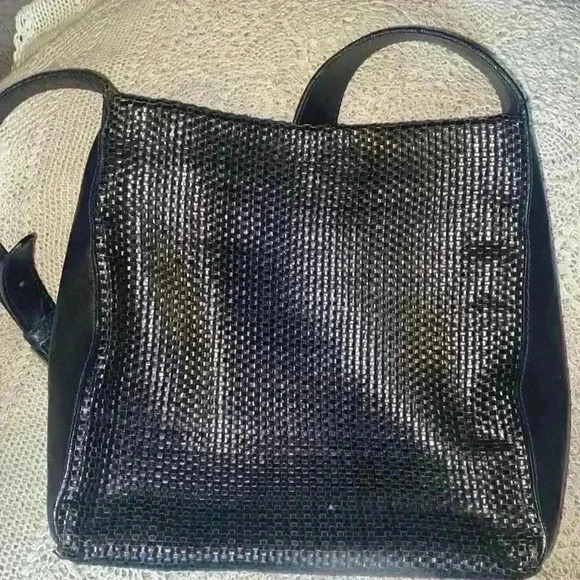 Paola Masi black woven leather crossbody - Picture 1 of 10
